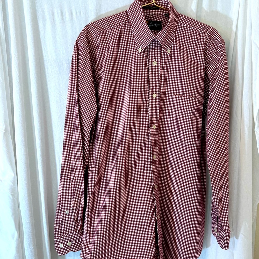 Men’s Red Check Button Down